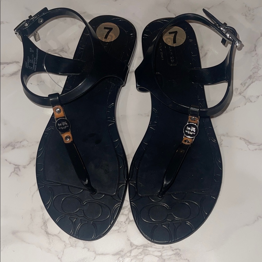 Coach Piccadilly Black Jelly Sandals